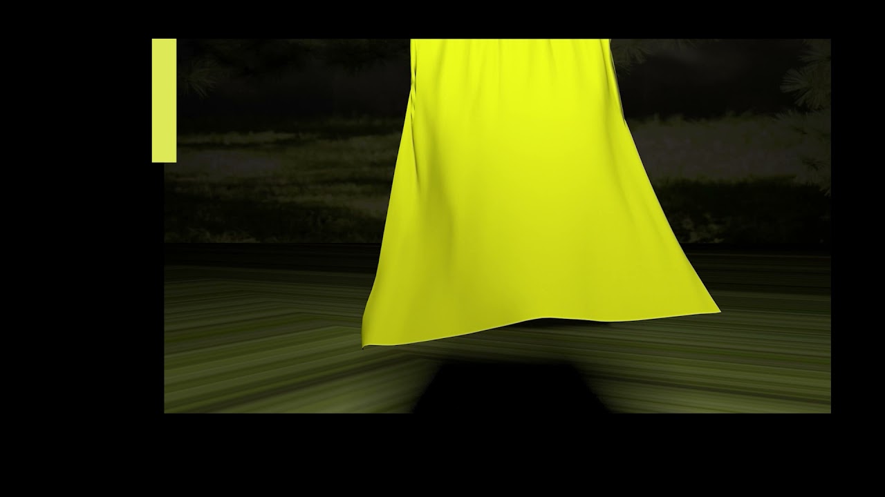 A color, still image by Song Lu, MFA Photo/Video, A boy with a toy hand grenade in a photography hides under a yellow curtain. The background is a striped green texture. 