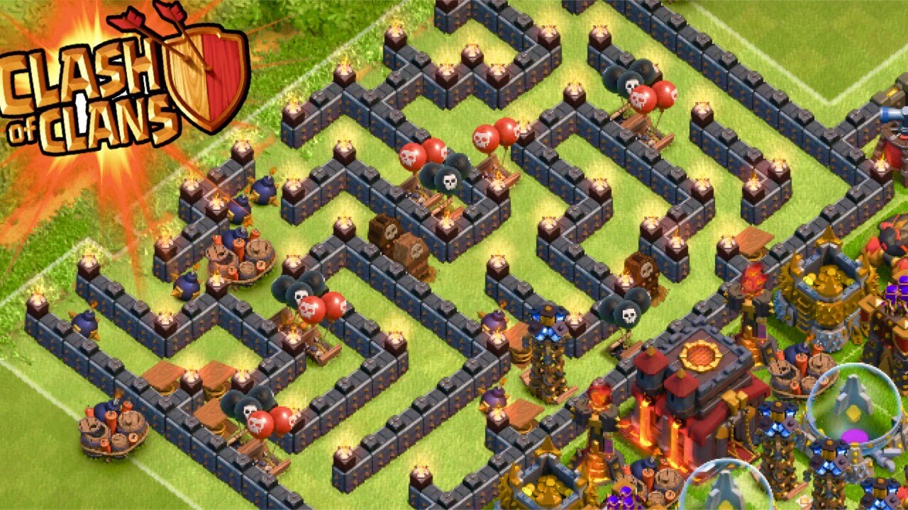 Clash of Clans - "MAZE BASE" CHAMPIONS LEAGUE MAZE BASE 2.0! DEFENSIVE TROLL BASE!