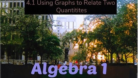 Algebra 1 4.1 Using Graphs to Relate Two Quantities