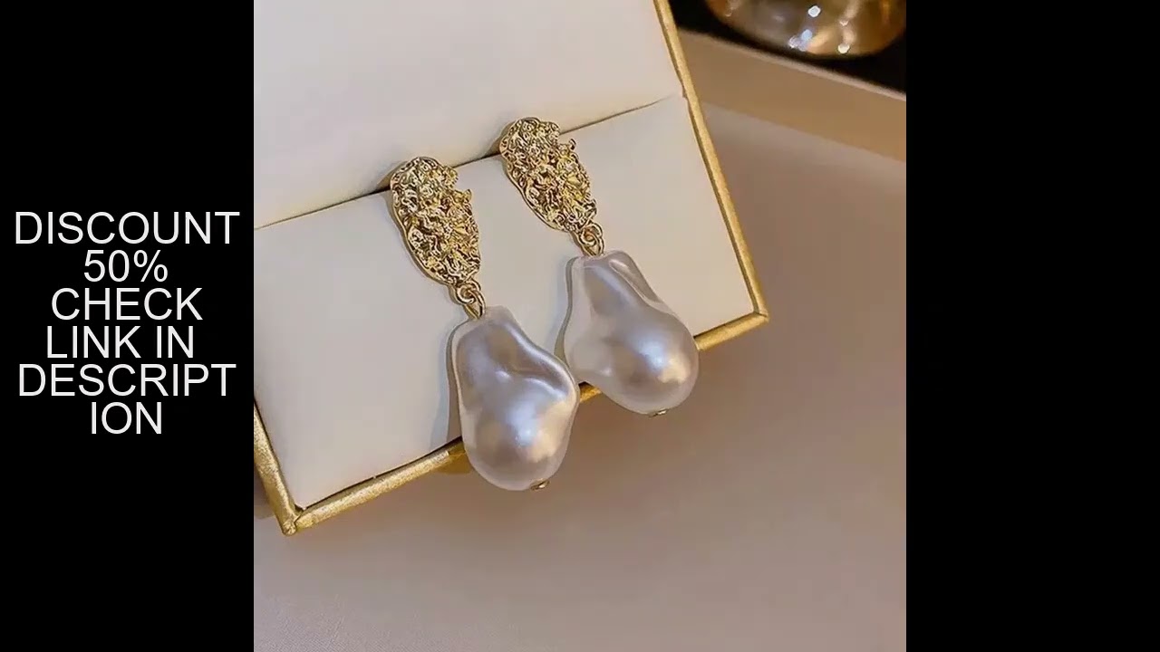 Irregular Water Droplet Imitation Pearl Dangle Earrings for Women Geometry Oval Metal Sheet Drop Ear