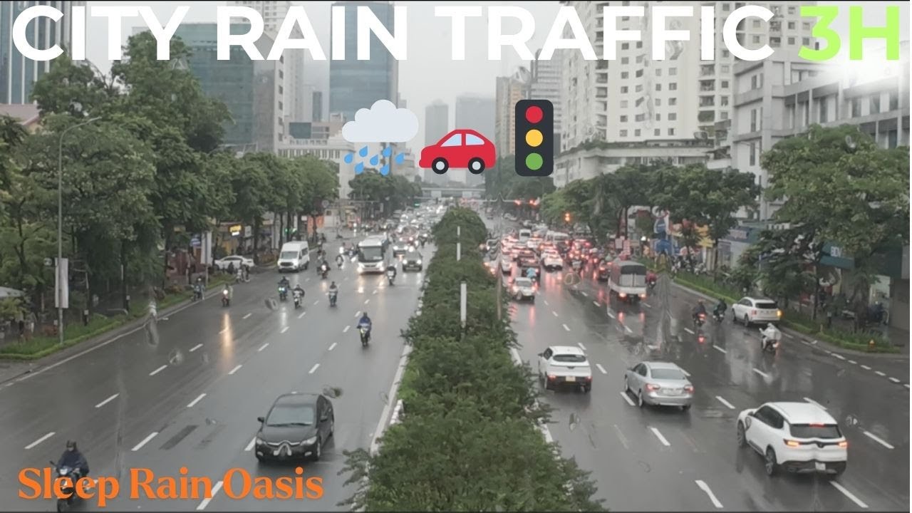 Deep Sleep Tonight: Heavy City Rain & Soft Traffic Ambience | 3 Hours Insomnia Help 💤🏙️