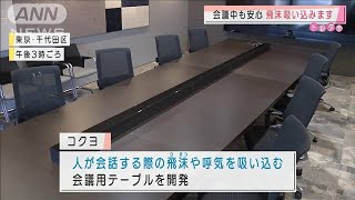 会議中も安心！飛沫を吸収するテーブル　室内換気も(2020年10月26日)