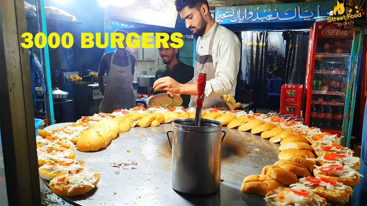 BEST BURGER MAKING SKILL Khwaja Burgers Sargodha Egg Bun Kabab
