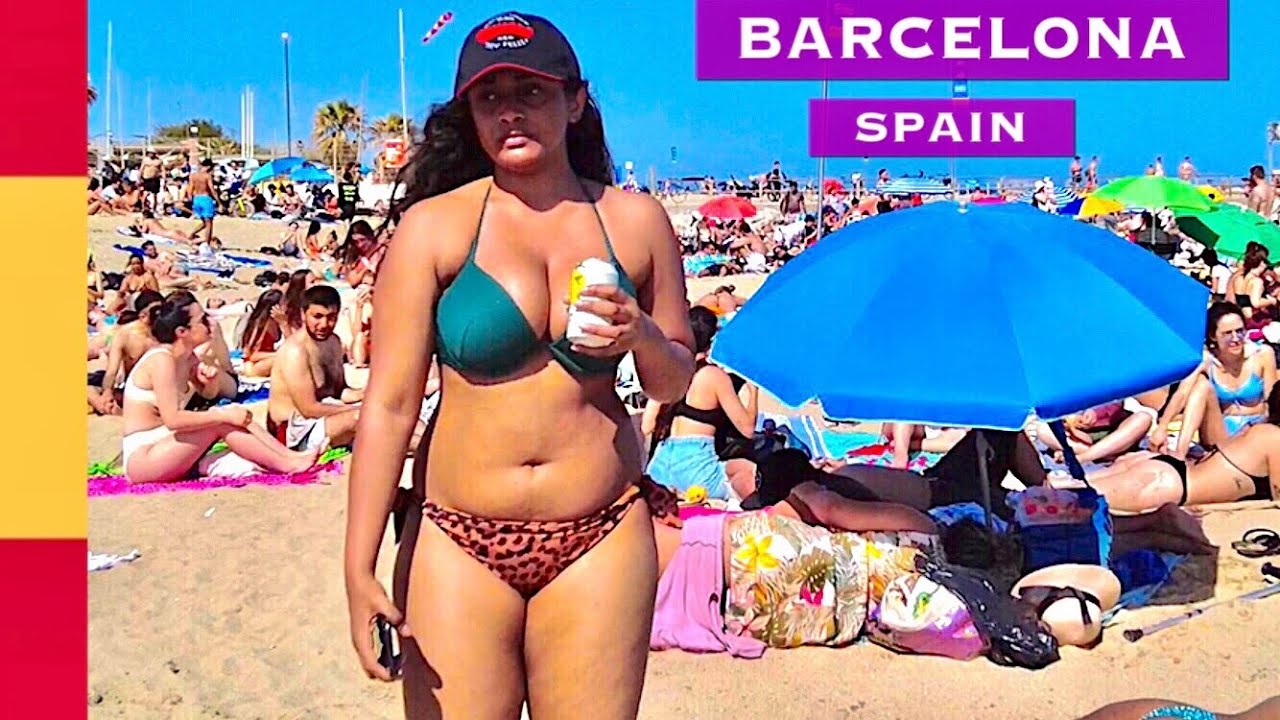 4K Beach Walk Spain - Barcelona Beach, Bogatell - May 2022