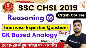 6:00 PM - SSC CHSL 2019 | Reasoning by Hitesh Sir | GK Based Analogy (Day-2)