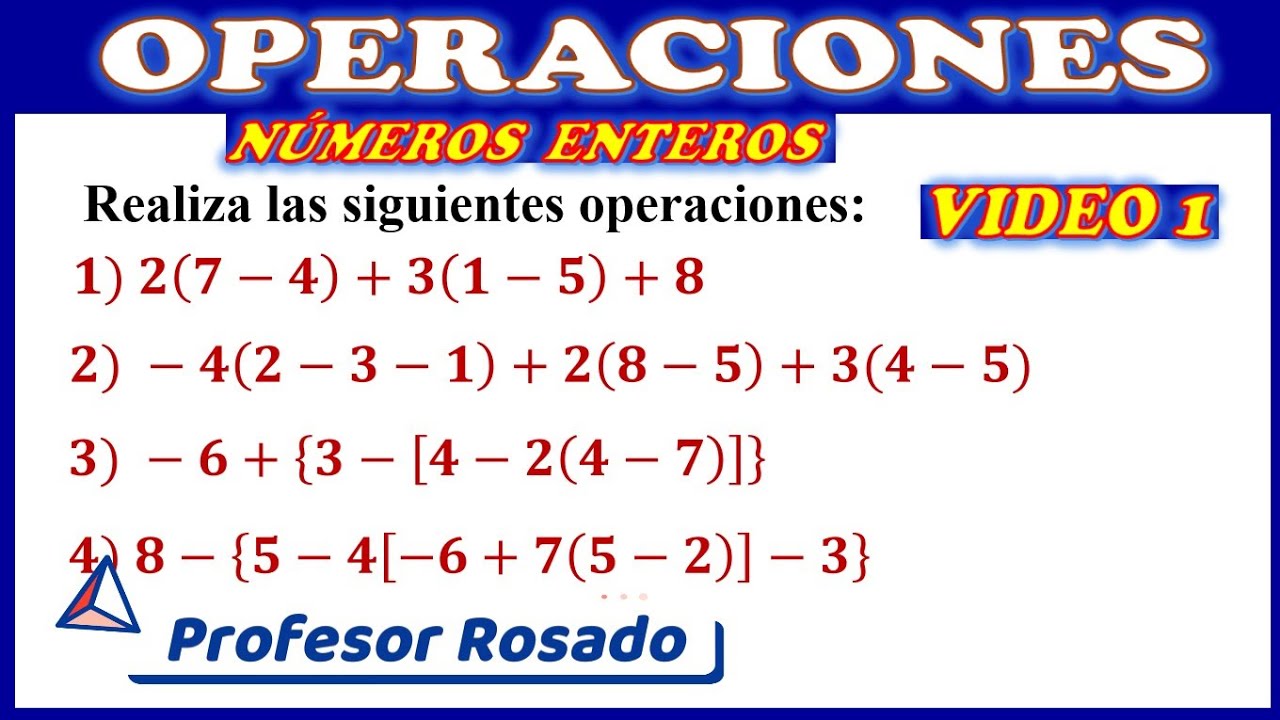 Operaciones con números enteros y signos de agrupación / Vídeo 1 - YouTube