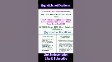 SSC CHSL Tier 2 Exam Admit Card 2023#govtjobs #sscchsl2023 #sscchsladmitcard2023 #youtubeshorts #job