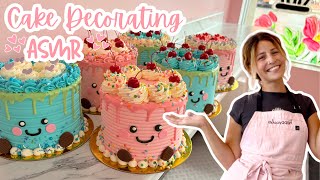 Satisfying Cake Decorating ASMR | Decorate Cutesy Kawaii Cakes With Me! | [No Talking] [No Music]