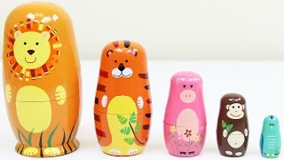 Learn Animals with Nesting Dolls! Surprise Toys Inside!