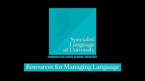 Resources for Managing Specialised Language