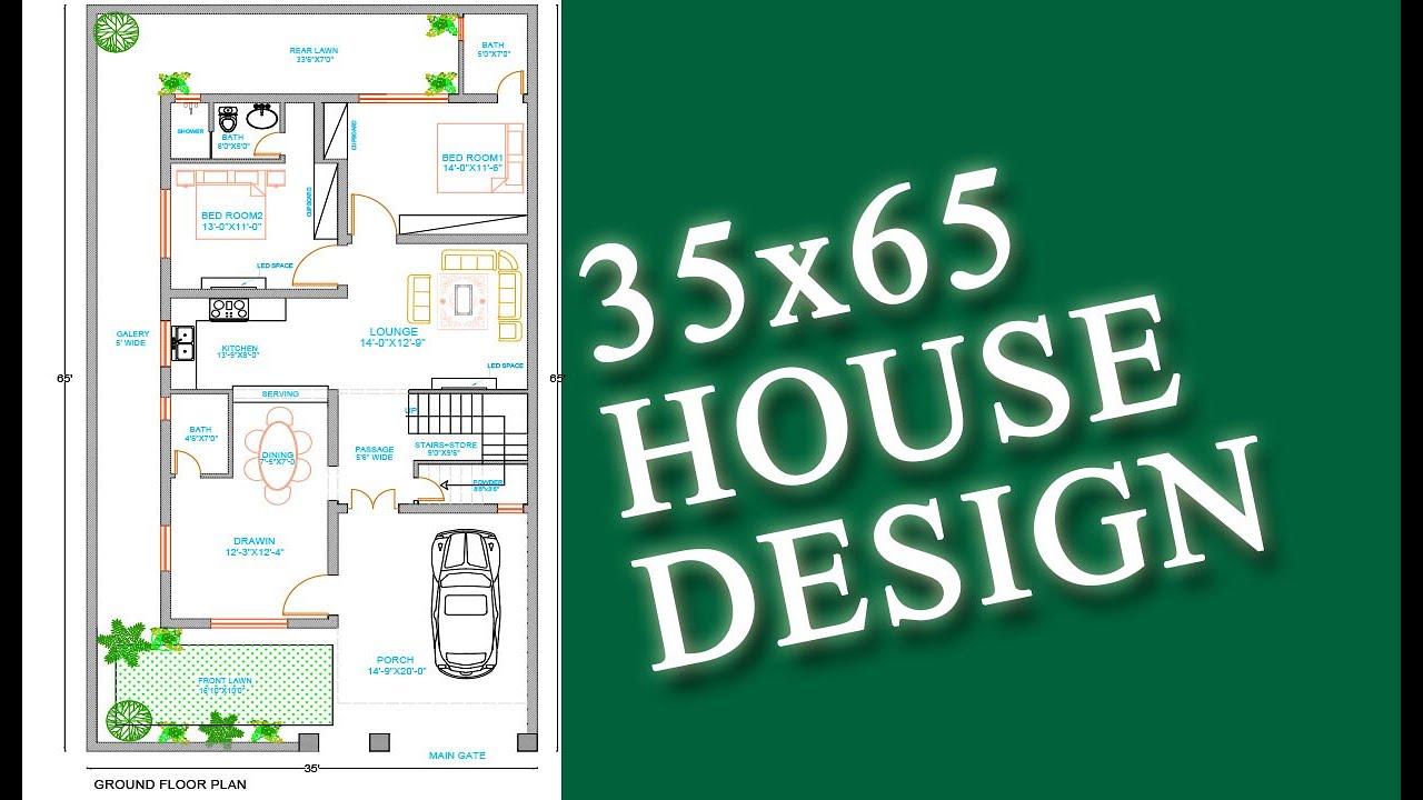 35x65 ghar ka  naksha  35 65 house plan with 3 