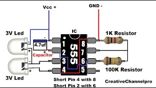 Led flip flop Circuit using 555 ic