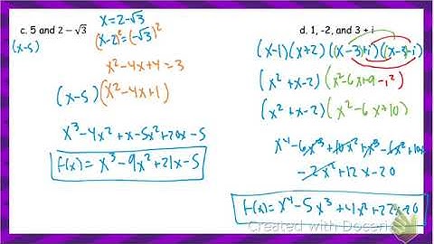 4.5 Writing Polynomial Equations, Fundamental Theorem of Algebra