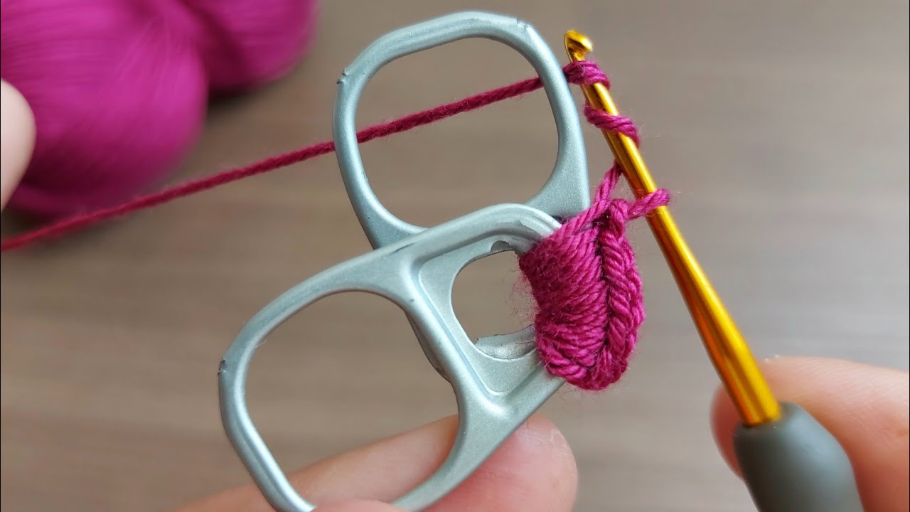 Super Easy Soda Can Opener Crochet Knitting - Açma halkaları ile tığ işi örgü
