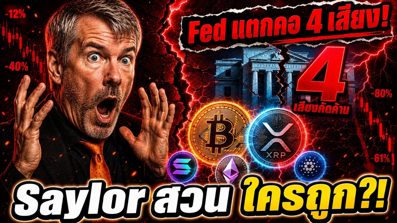 ⁣🔥 Fed แตกคอ 4 เสียง! Saylor สวนบอก Crypto พุ่ง — Bitcoin XRP ไปทางไหน?