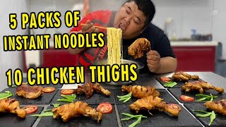 10 chicken drumsticks, 5 packs of instant noodles, easy to eat! 【Fat Monkey】