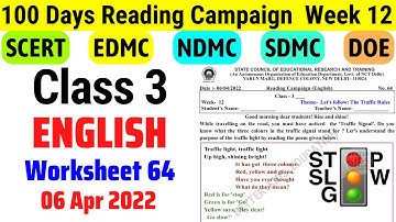 Class 3 English Worksheet 64 Week 12 (6/4/22) || Class 3 English Week 12 Activity sheet 64