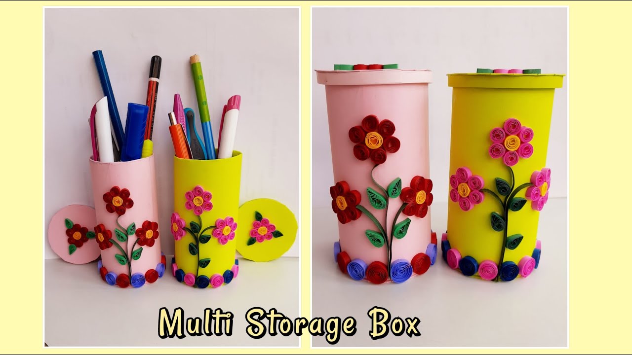 How To Make Multi Storage Box||DIY Best Out Of Waste||Easy School Craft Ideas||Pen Pot/ Crayon Box.