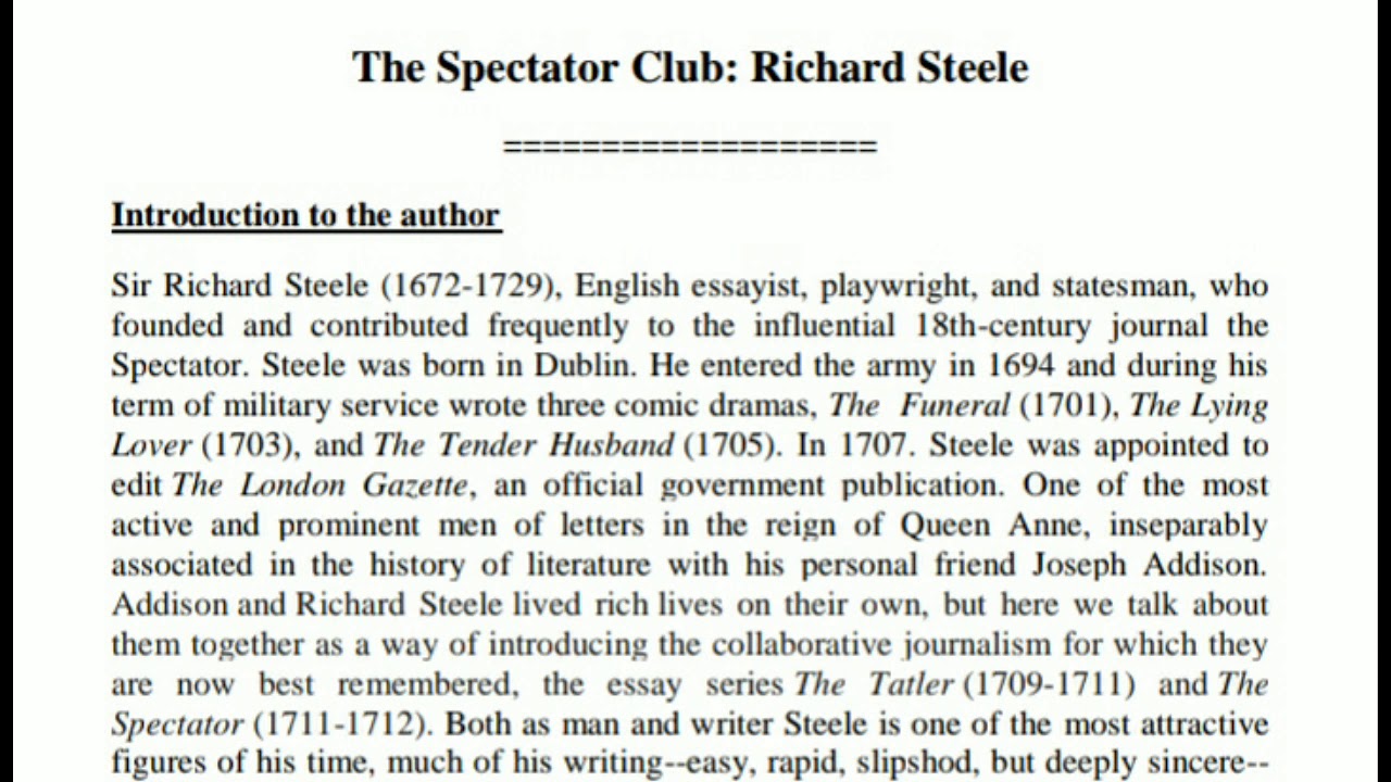 the spectator club essay pdf download