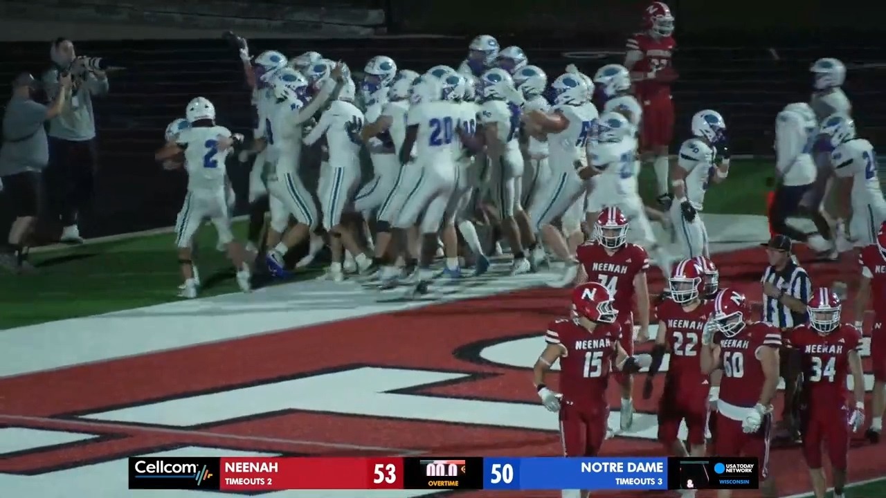 WATCH: Notre Dame executes perfect play call in overtime to turn back Neenah in football classic