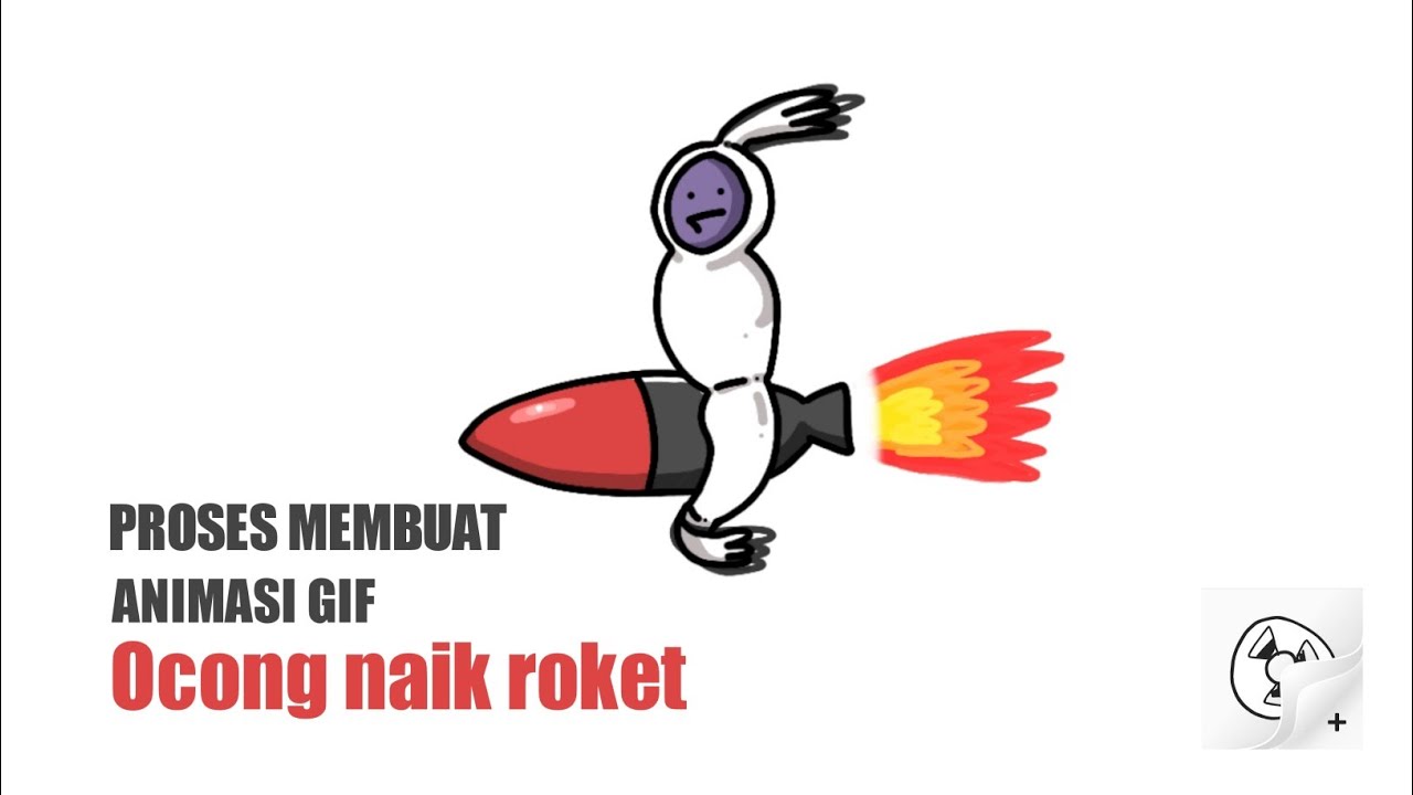 Animasi GIF ocong naik roket - proses animasi di HP (FlipaClip) - YouTube