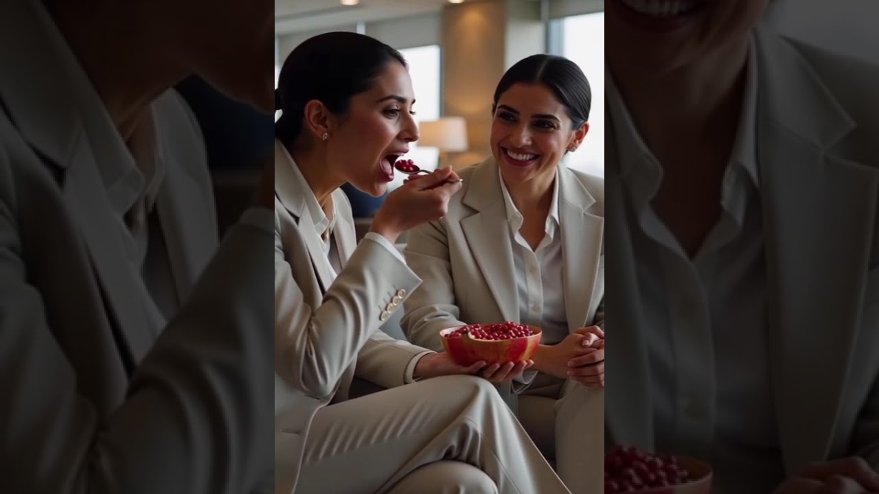Professional Pakistani Women Enjoy Fresh Pomegranate | Healthy Office Lifestyle 
