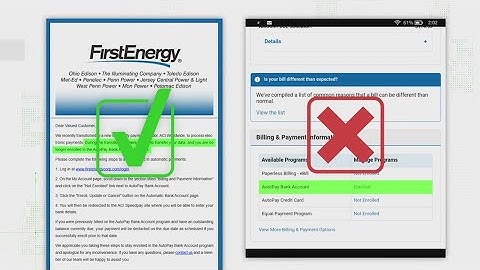 FirstEnergy email telling people they need to re-enroll in AutoPay is legitimate