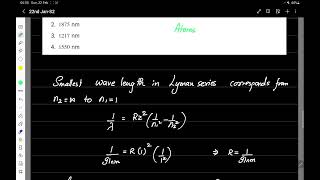 JEE Main 2026 Physics Solution | 22 Jan Shift 2 | Atoms & Hydrogen Spectrum (Q.34)