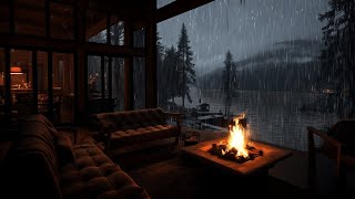 Cozy fire pit on the porch with piano and rain sounds| relaxing, concentrating