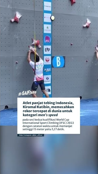 Atlet panjat tebing Indonesia, Kiromal Katibin, pecahkan rekor tercepat dunia #Shorts