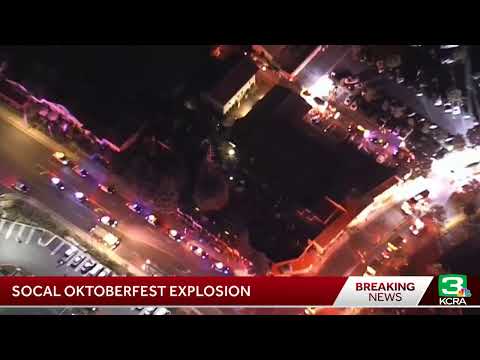 Crews are on scene after an explosion at a Huntington Beach Oktoberfest event.