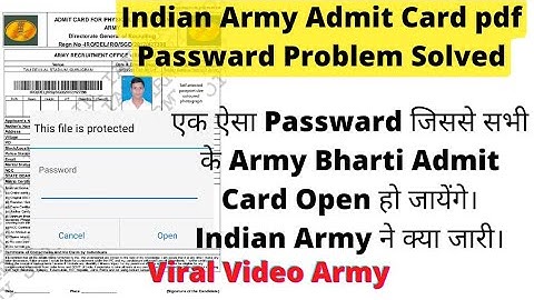 Indian Army Admit Card pdf Password Problem Solved | Indian army admit Card password kya hai