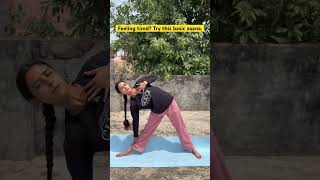 Day 3 of basic yoga asanas #trikonasana #trianglepose #dailyyoga #homeyogapractice #homeyoga #yoga