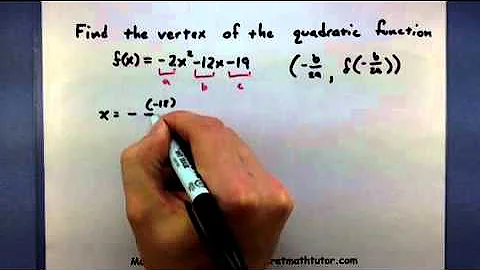 Pre-Calculus - Find the vertex of a quadratic function using the vertex formula