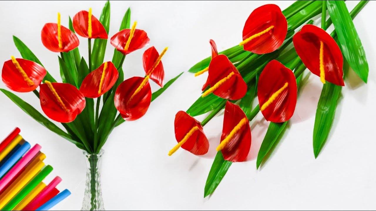 Cara Membuat Bunga Lily Dari Sedotan Kreatif Diy Recycled Flowers With Straws Youtube