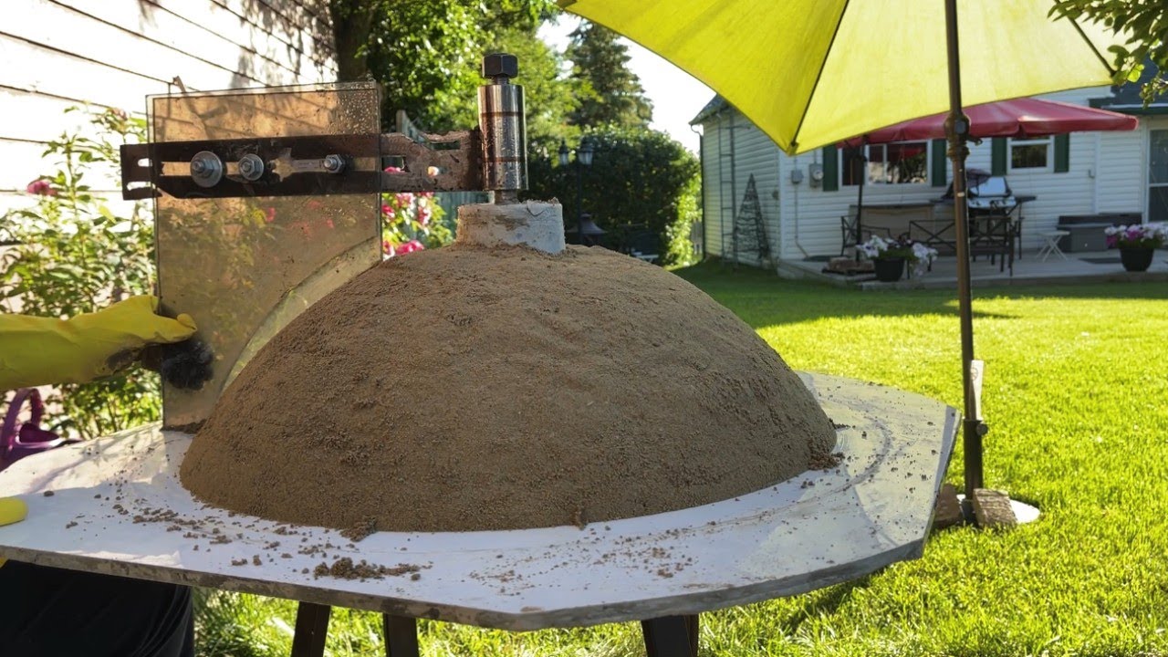 Pouring Cement Over A Sand Mold To Make A Concrete Bowl, Trip To