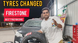 Honda Civic Tyres changed and Brake Calipers Painting Work | Honda civic | Firestone brand Tyre