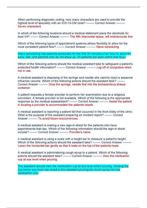 2024 CNA Medical Assistance Practice Test 2 0 Exam with All Questions