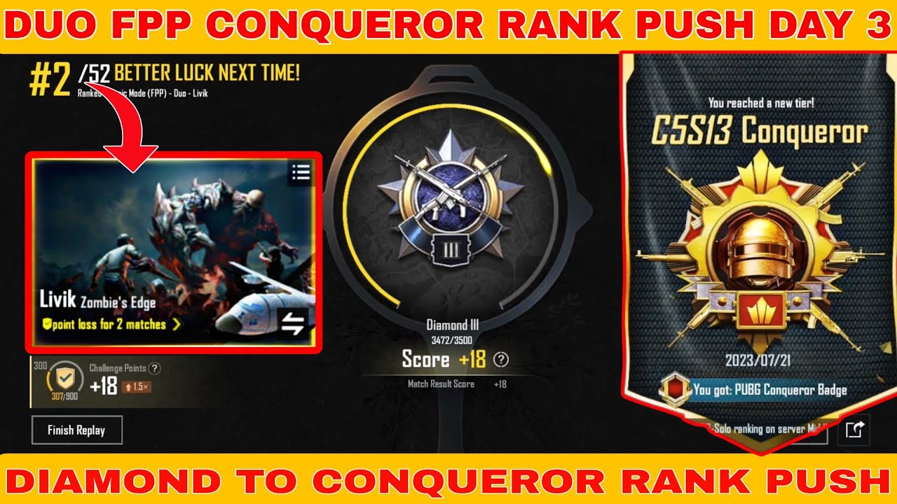 Duo Fpp conqueror Rank Push day 3 || diamond tier to conqueror Rank Push || Close to 4k subs ||