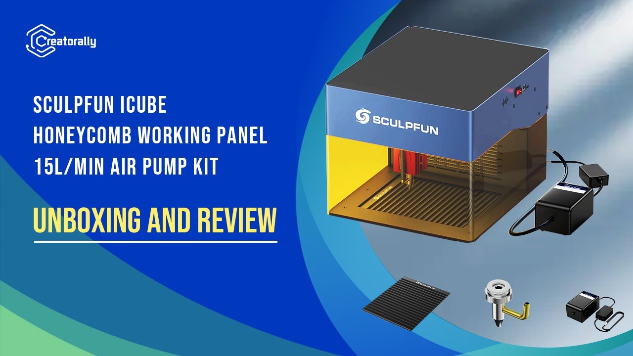 SCULPFUN Air Assist, Honeycomb Work Table and Original Lens for iCube