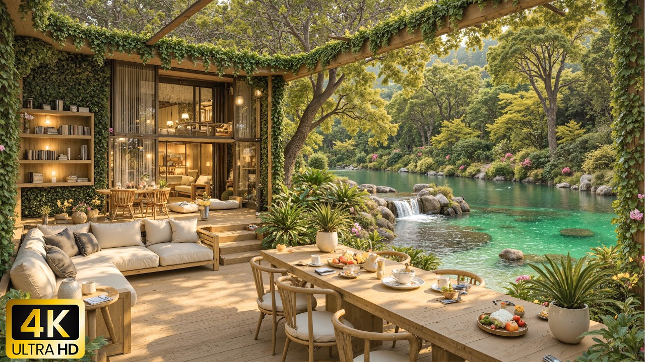 Уютное утро в комфортной обстановке домика на берегу реки 🌿 Фортепианная расслабляющая музыка для с