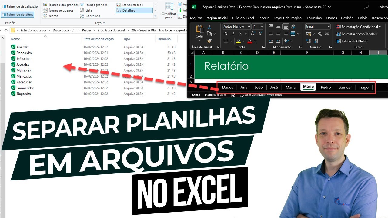 Separar Planilhas Excel - Exportar Planilhas em Arquivos Excel
