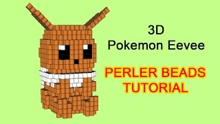 3D Eevee Hama Beads Perler Beads Pokemon Tutorial