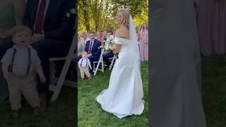 Baby's wild wedding bouquet escape #weddingfail #funnybaby #wedding