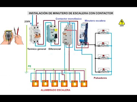 esquema de maniobra minutero escalera y sensor de movimiento 