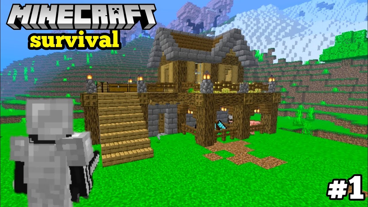 MINECRAFT PE Survival Series Ep 1 in Hindi 1.20 | Made OP Survival Base ...