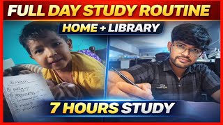 Full Day Study Routine | Home + Library | 7 Hours Study Motivation 📚, study vlog, study with me 🎯
