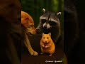 Brave Kurri’s Punch💥 Protecting Hamchi #꾸리 #햄찌 #BraveRaccoon #TinyZoo #HeroMoment #CuteAnimals