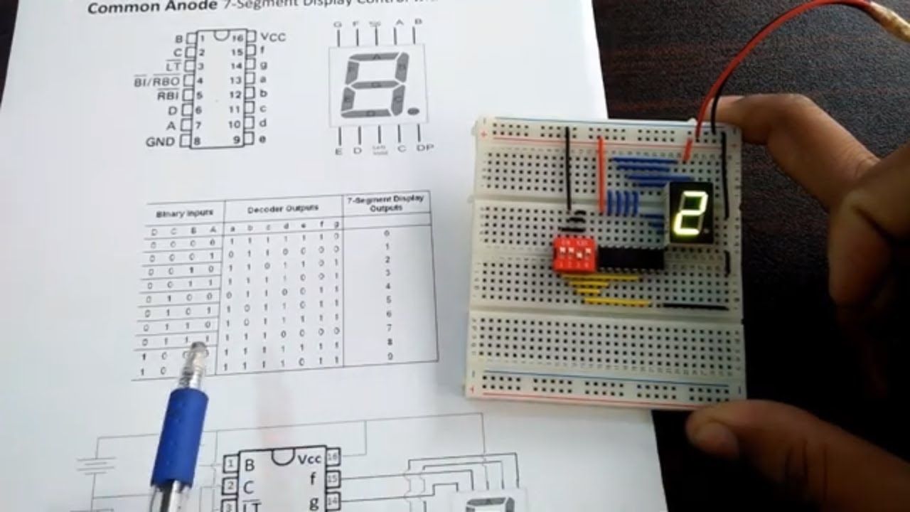 BCD to 7 Segment display decoder Using the 7447 74HC47 - YouTube