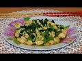 Яичница со шпинатом (菠菜炒鸡蛋, Bōcài chǎo jīdàn). Китайская кухня.